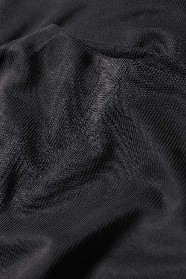 Femmes - Haut à manches longues - finition côtelée - noir