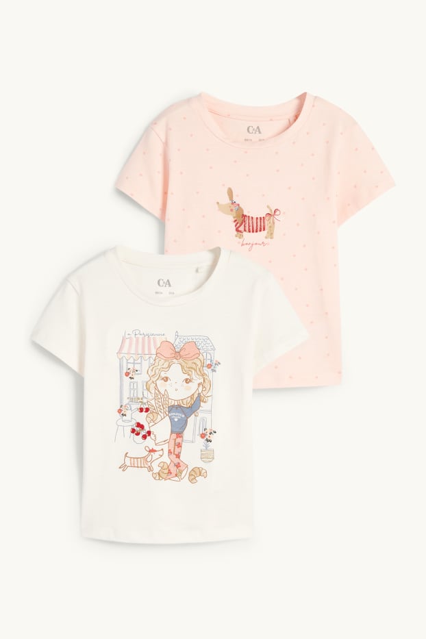 Kinder Mädchen - Multipack 2er - Hund - Kurzarmshirt - rosa