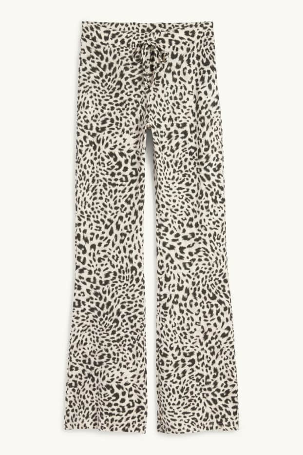 Damen - Flared Leggings - Leo-Print - schwarz / beige