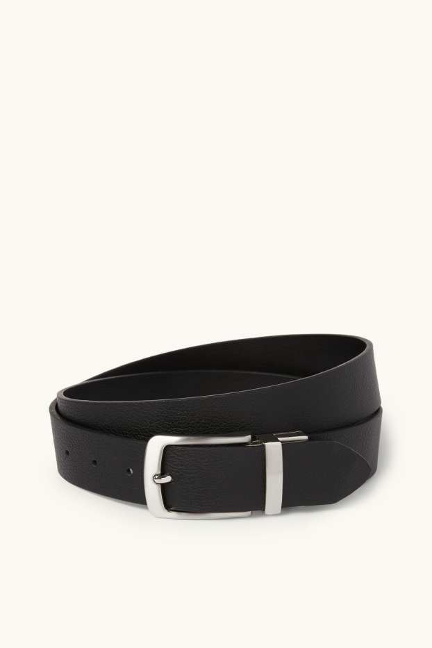 Uomo - Cintura double-face - similpelle - nero
