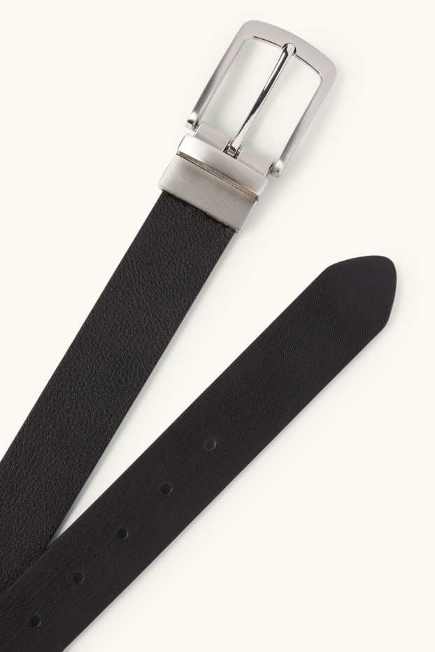 Uomo - Cintura double-face - similpelle - nero