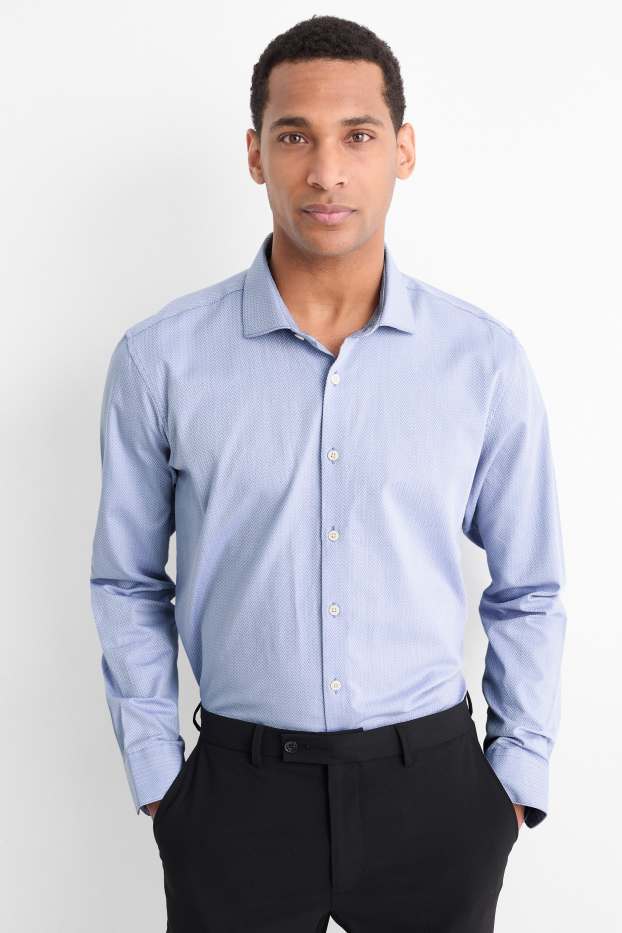 Home - Camisa formal - regular fit - cutaway - fàcil de planxar - blau clar