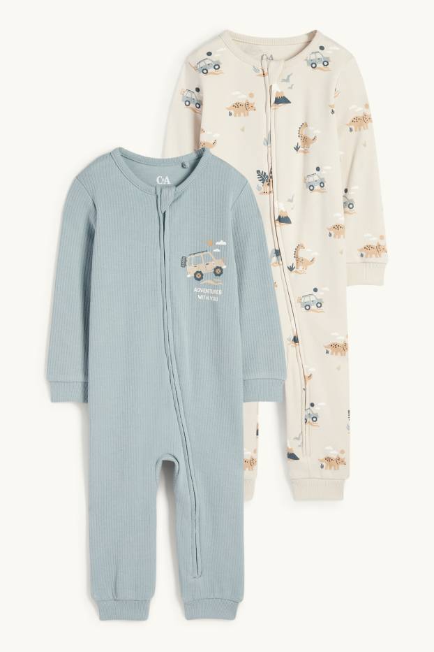 Baby Boys - Multipack of 2 - car and animals - baby sleepsuit - light green