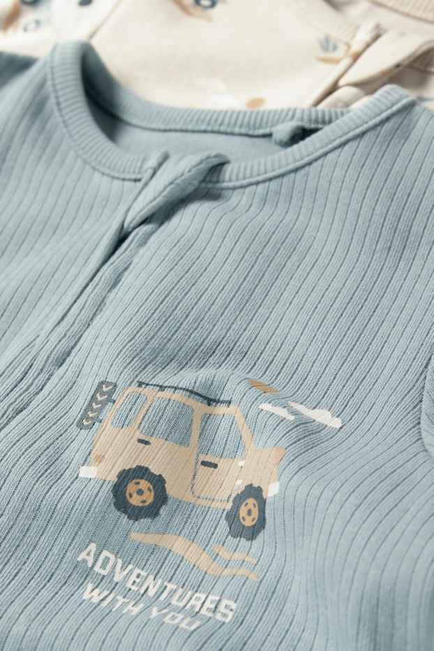 Baby Boys - Multipack of 2 - car and animals - baby sleepsuit - light green
