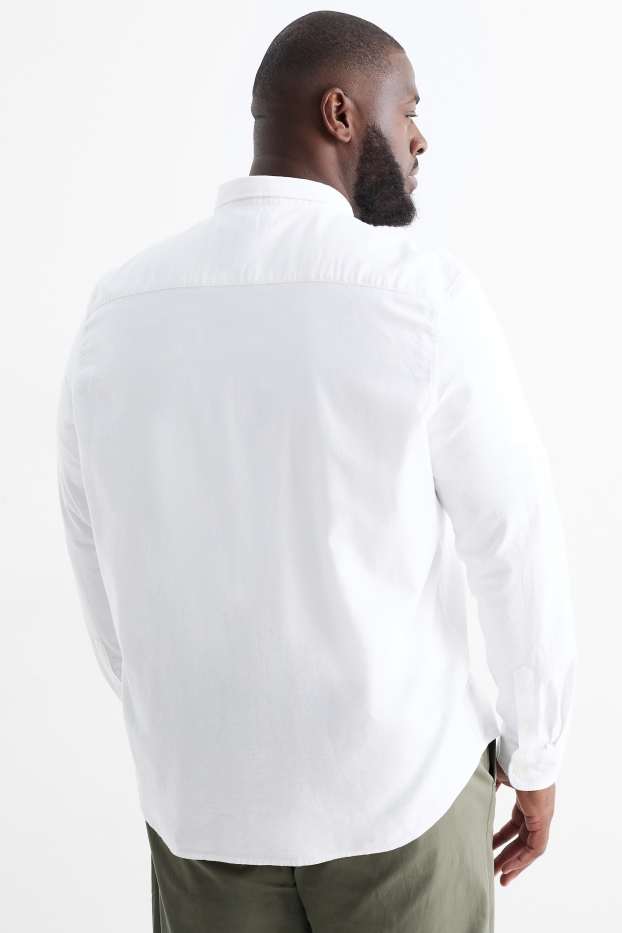 Bărbați - Cămașă - regular fit - guler cu nasturi - alb