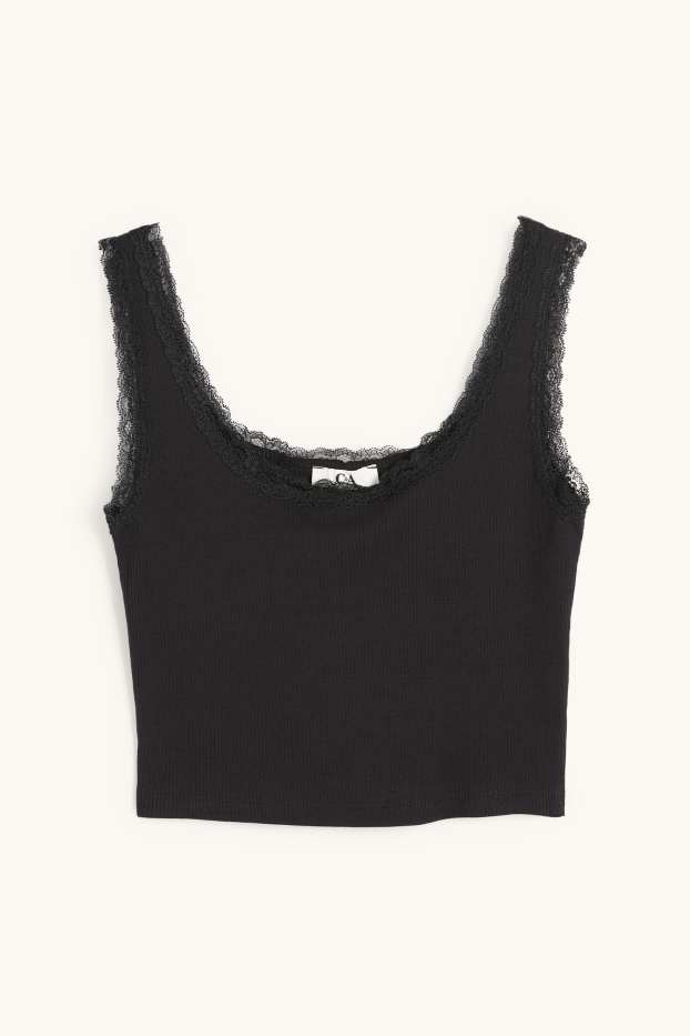 Dona - Samarreta sense mànigues crop - de canalé - negre
