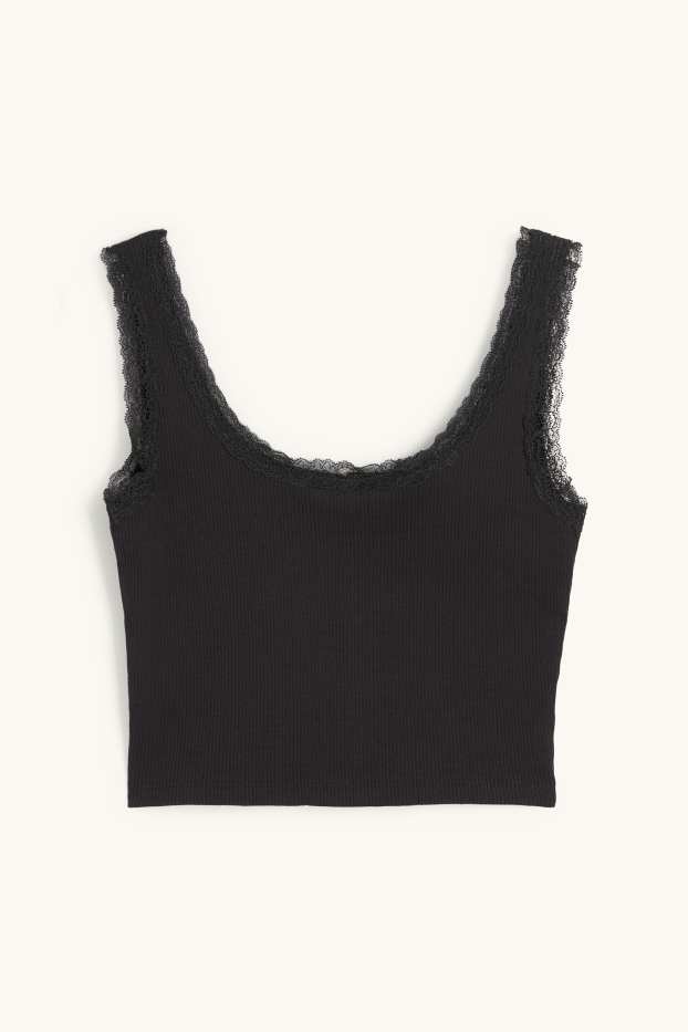 Dona - Samarreta sense mànigues crop - de canalé - negre