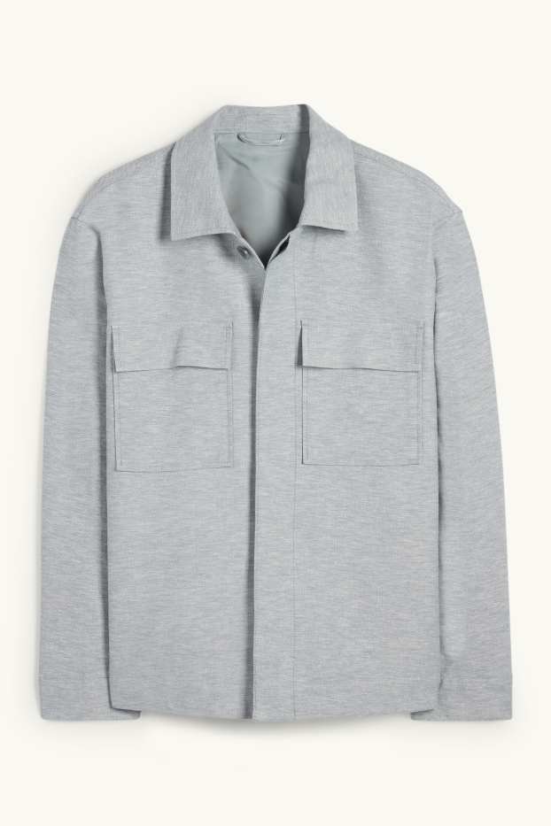 Hommes - Veste-chemise en lin mélangé - bleu clair
