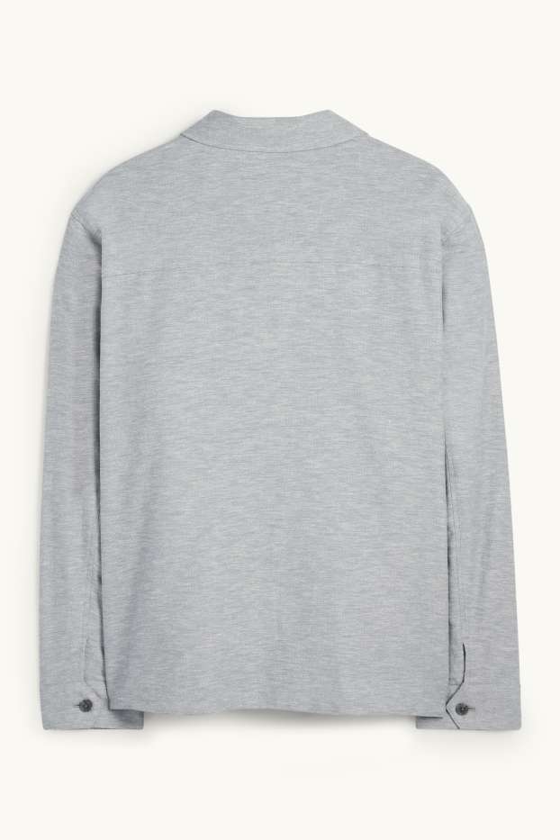 Hommes - Veste-chemise en lin mélangé - bleu clair