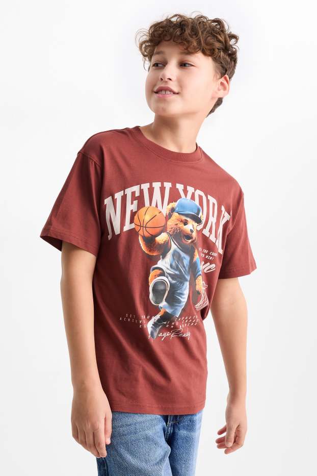 Enfants garçons - Ours basketteur - T-shirt - rouille