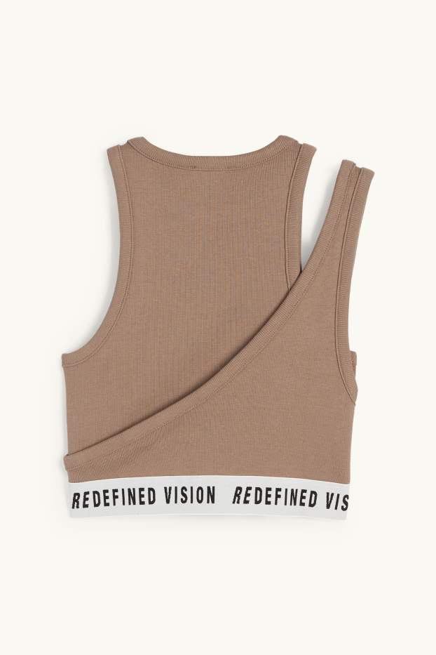 Damen - Crop Top - gerippt - hellbraun
