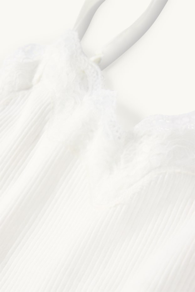 Women - Cropped top - ribbed - white
