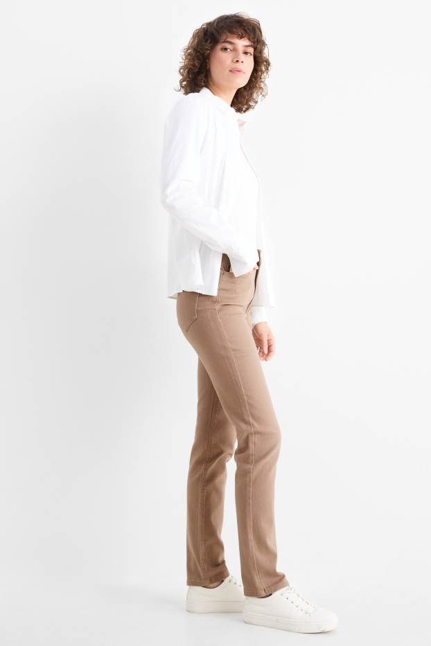 Dona - Pantalons de tela - high waist - slim fit - beix