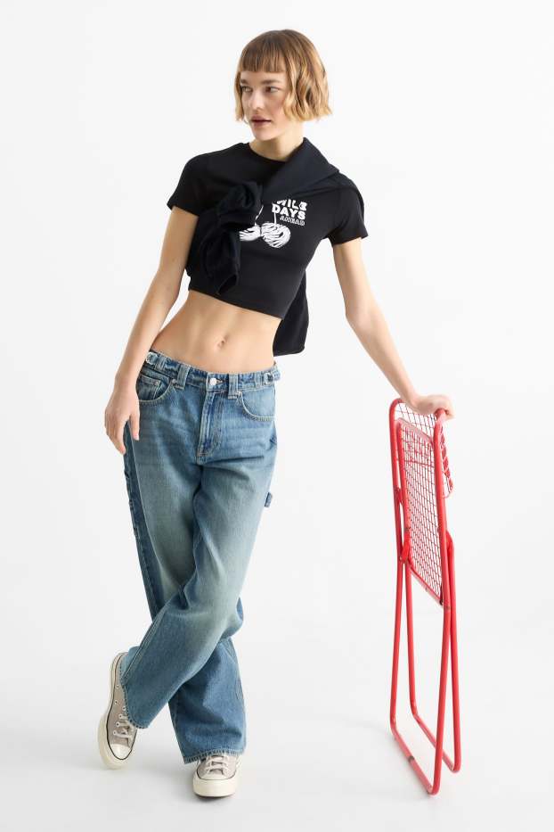 Kobiety - Baggy jeans - średni stan - dżins-niebieski