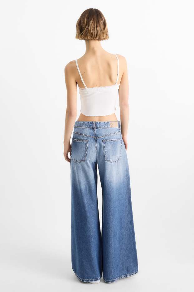 Femmes - Wide leg jean - low waist - jean bleu