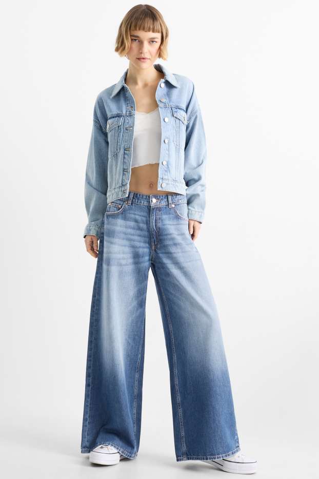 Femmes - Wide leg jean - low waist - jean bleu
