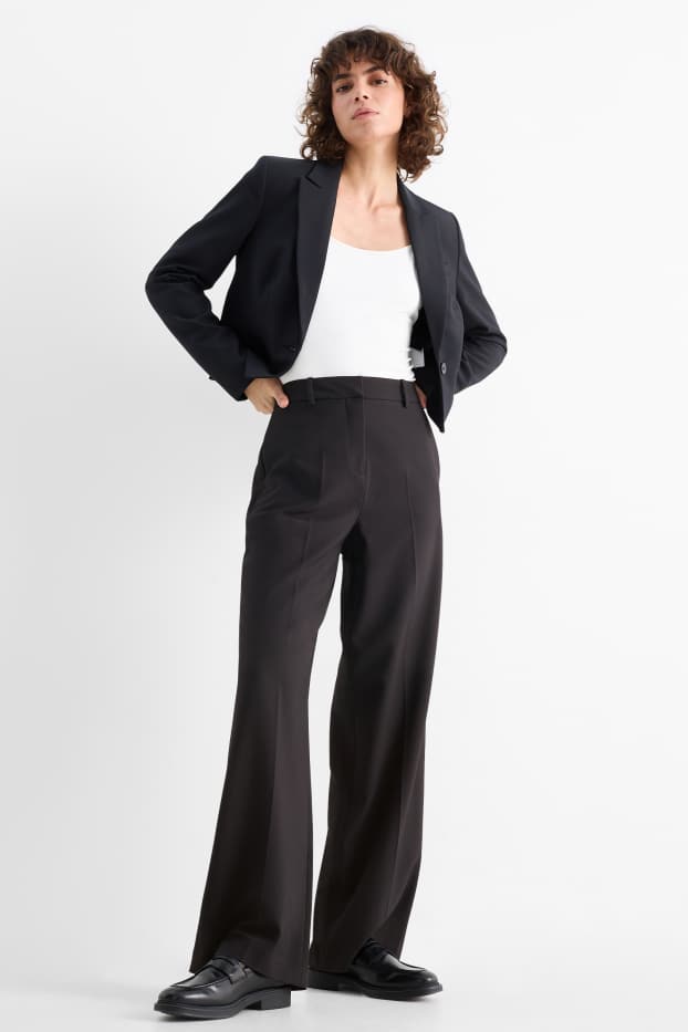 Damen - Business-Hose - High Waist - Straight Fit - schwarz