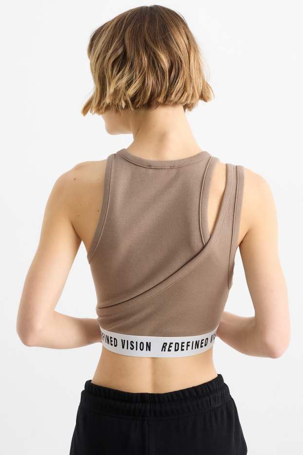 Damen - Crop Top - gerippt - hellbraun