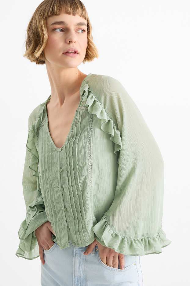 Women - Chiffon blouse - light green