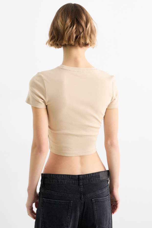 Damen - Crop T-Shirt - beige