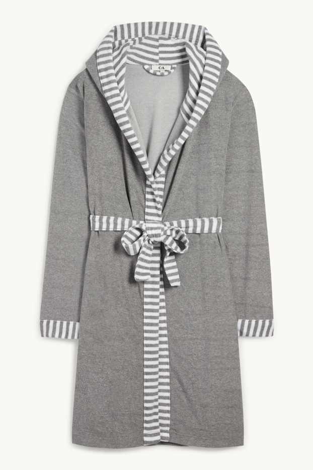 Dámské - Froté župan s kapucí - tmavošedá