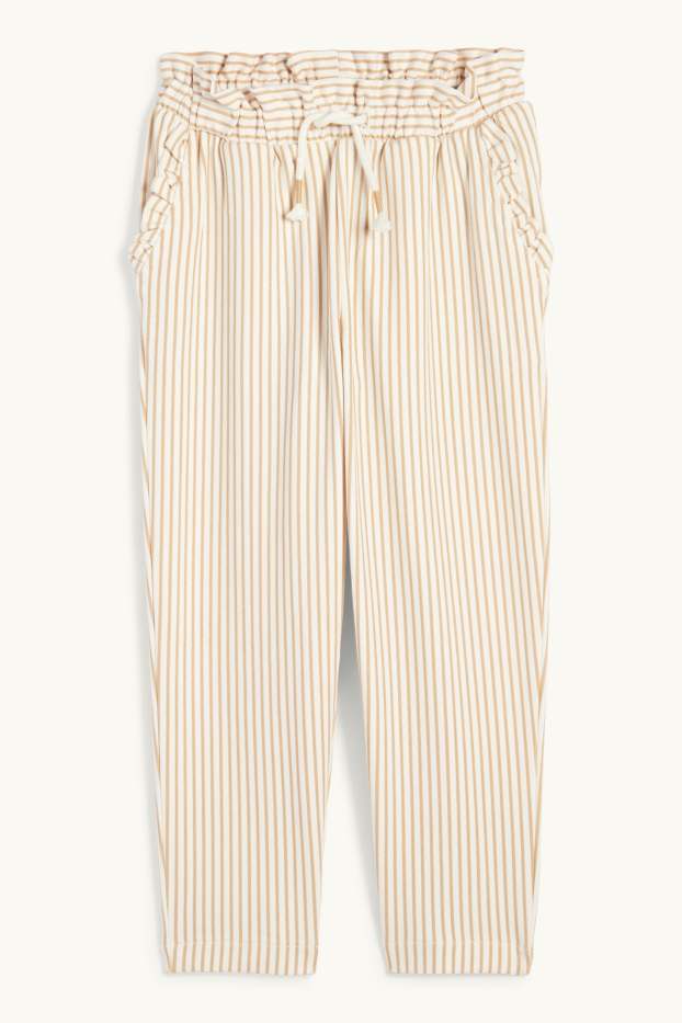 Kinder Mädchen - Stoffhose - gestreift - beige
