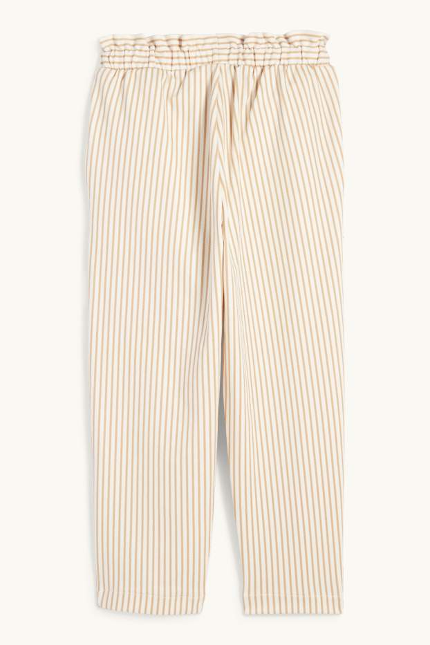 Kinder Mädchen - Stoffhose - gestreift - beige