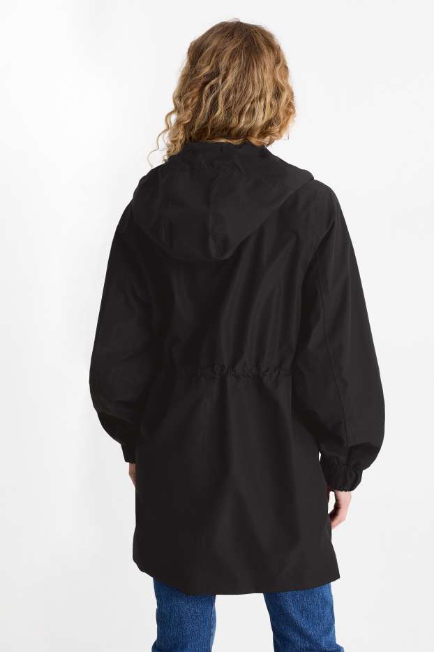Femmes - Veste de pluie à capuche - imperméable - noir