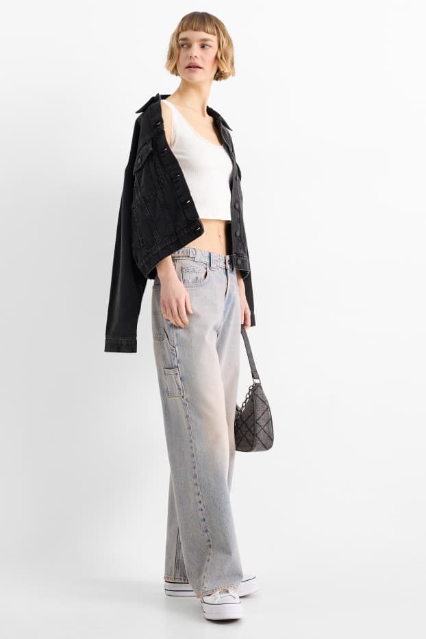 Femmes - Jean baggy - mid waist - jean gris clair