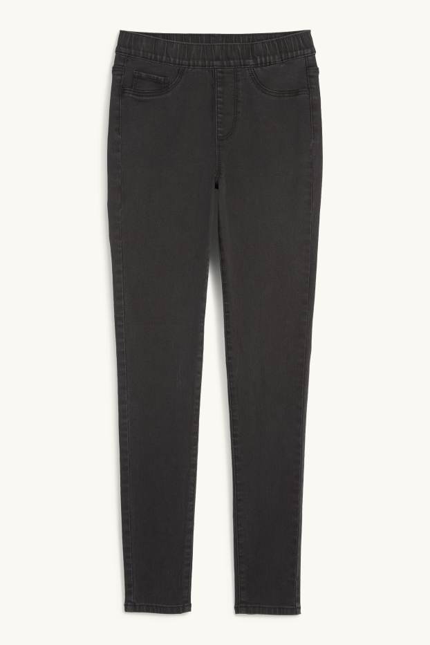 Dámské - Džegíny - mid waist - skinny fit - džíny - tmavošedé
