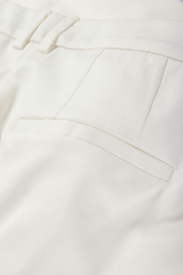 Femmes - Pantalon de toile - mid waist - tapered fit - blanc crème