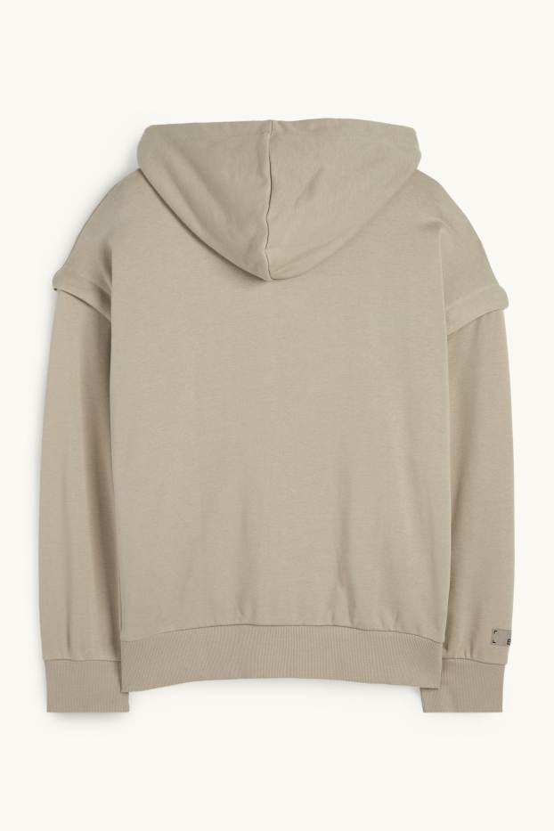 Home - Dessuadora oberta oversized amb caputxa - verd