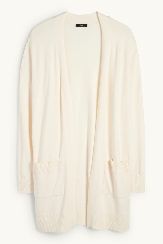 Damen - Lange Strickjacke - cremeweiss