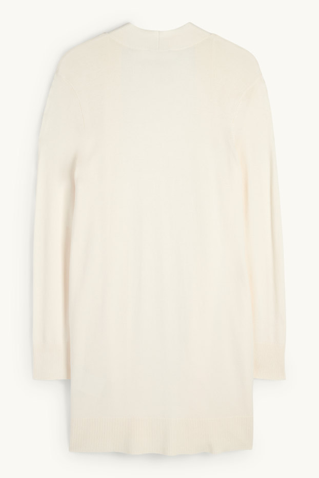 Damen - Lange Strickjacke - cremeweiss