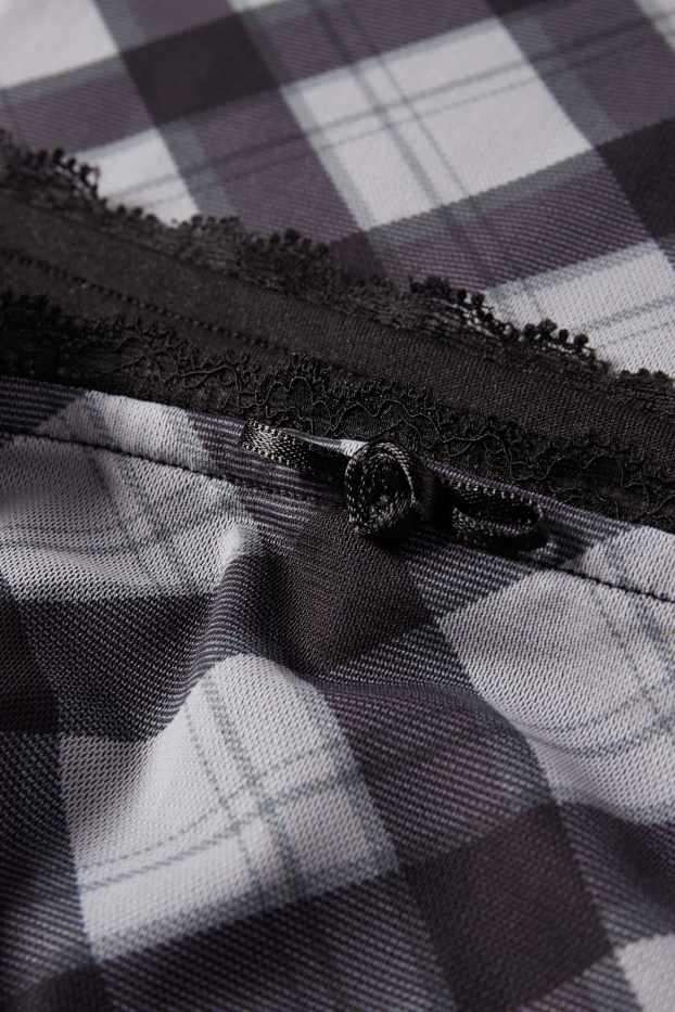 Damen - Mesh-Rock - kariert - schwarz / weiss