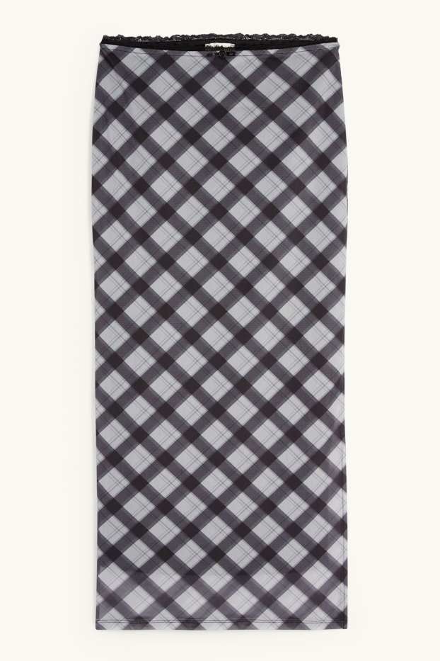 Damen - Mesh-Rock - kariert - schwarz / weiss