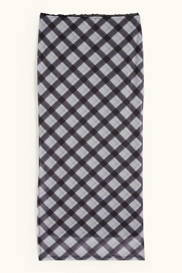 Damen - Mesh-Rock - kariert - schwarz / weiss
