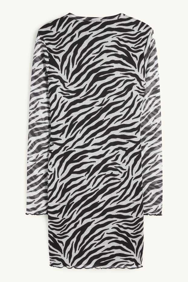 Femmes - Robe en maille-filet - à motif - blanc / noir