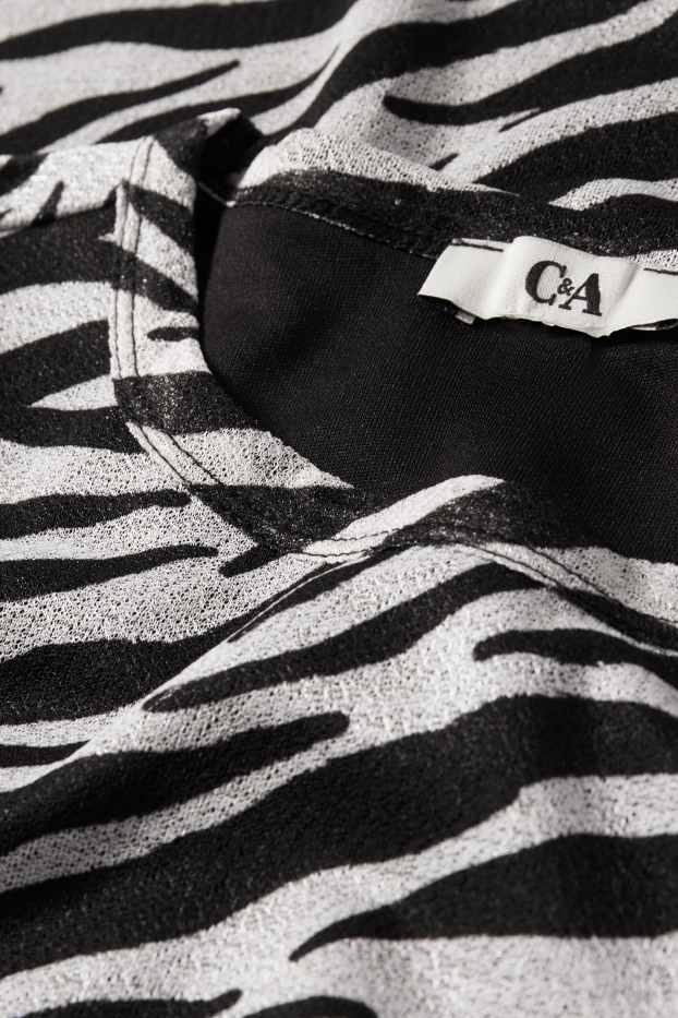 Femmes - Robe en maille-filet - à motif - blanc / noir