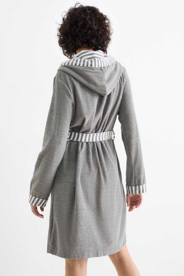 Dámské - Froté župan s kapucí - tmavošedá