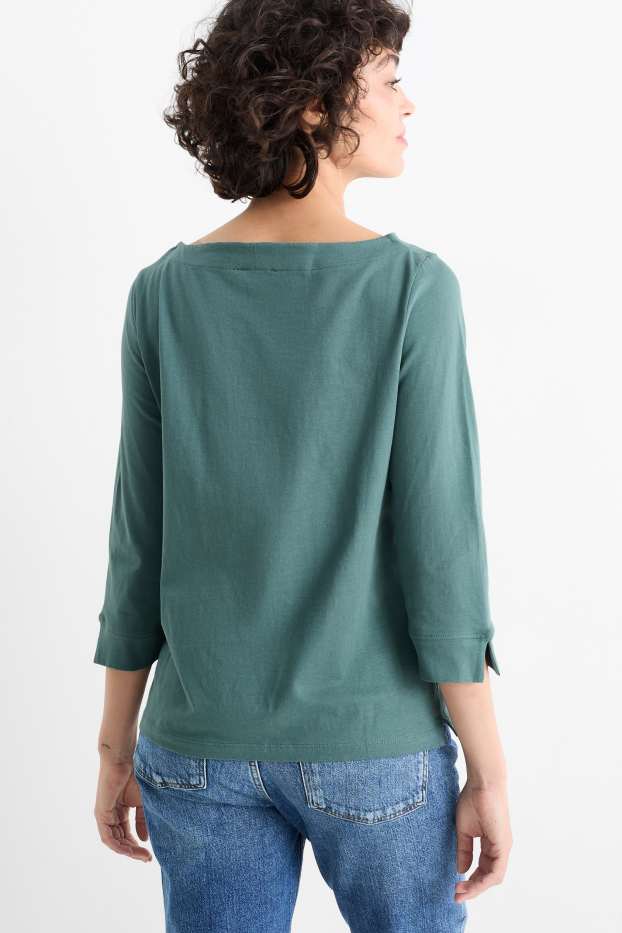 Donna - Maglia a maniche lunghe basic - verde scuro