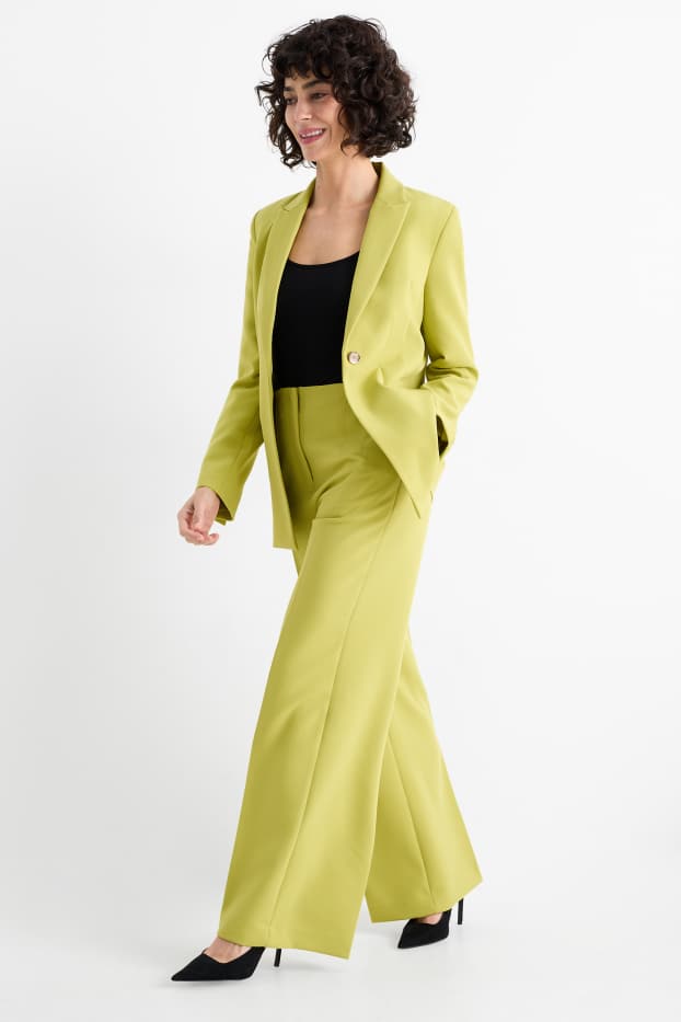 Women - Business trousers - high waist - wide leg - light green