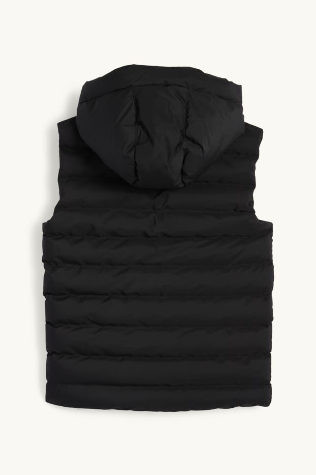 Kinderen: jongens - Bodywarmer met capuchon - waterafstotend - zwart