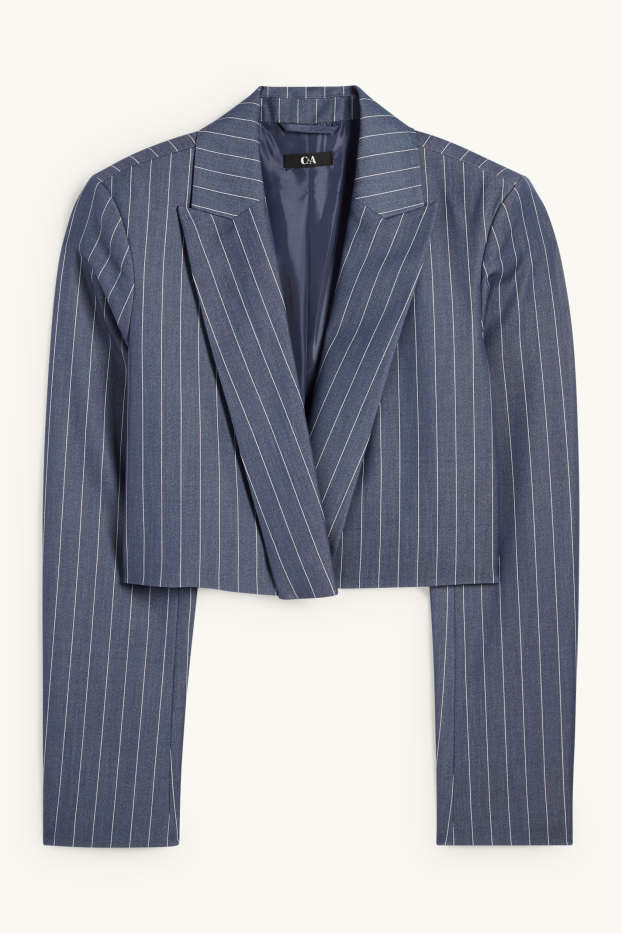 Damen - Crop Blazer - Relaxed Fit - Nadelstreifen - dunkelblau
