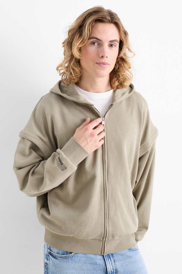 Home - Dessuadora oberta oversized amb caputxa - verd