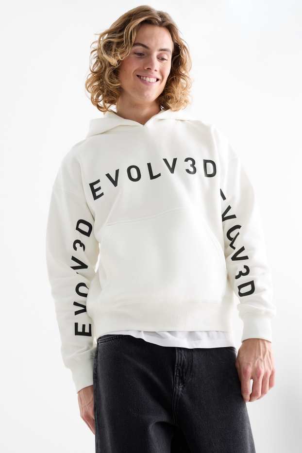 Hommes - Sweat à capuche oversize - blanc crème