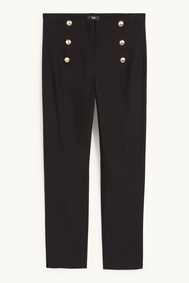 Dona - Pantalons de tela - high waist - slim fit - negre