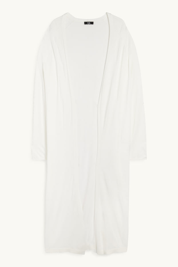 Femmes - Gilet long en maille - blanc crème