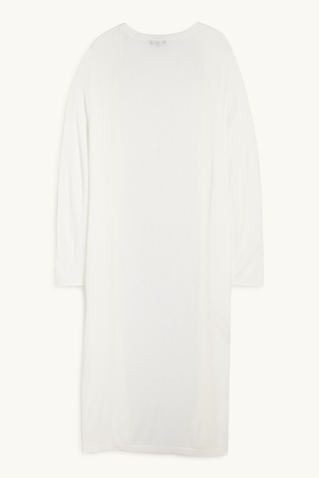 Femmes - Gilet long en maille - blanc crème