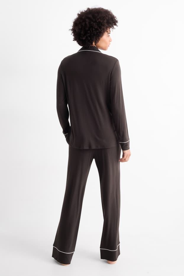 Dámské - Viskózové pyžamo - černá